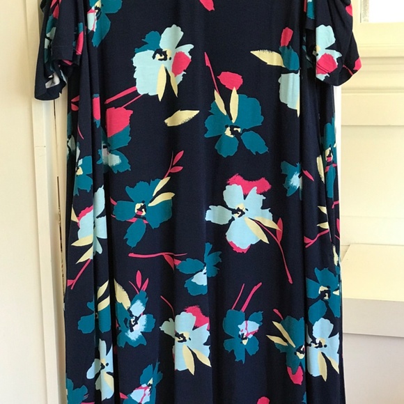 LANE BRYANT Floral Midi Dress Short Sleeve Cold Shoulder Plus Size 18 20 1X NWT - Picture 4 of 16